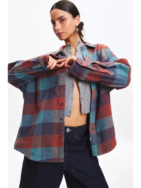 BDG Tops - BDG Urban Outfitters Dani Oversized Flannel Shirt Tunic Top M